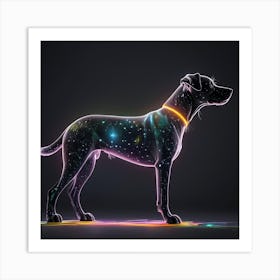 Dog With A Glowing Collar Art Print