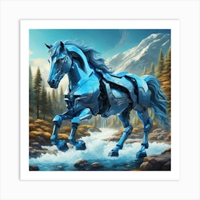 Blue Horse Art Print