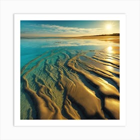 Liquid Sand, Golden Ripples on the Beach 2 Art Print