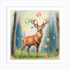 Deer With Bubbles Art Print