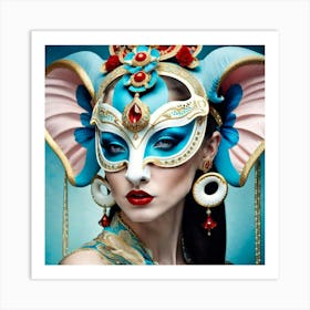 Chinese Woman With Elephant Mask Art Print