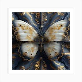 Butterfly In Blue And Gold Art Print