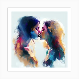 Two Women Kissing 4 Art Print