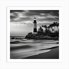 Black And White Lighthouse 4 Art Print