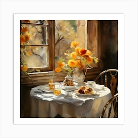 Table With Flowers 1 Art Print