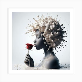 Girl With A Rose 1 Art Print