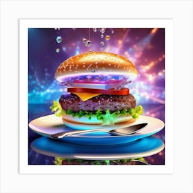 Burger On A Plate 47 Art Print