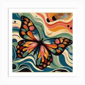 Colourful Block Print Butterfly Abstract VI Art Print