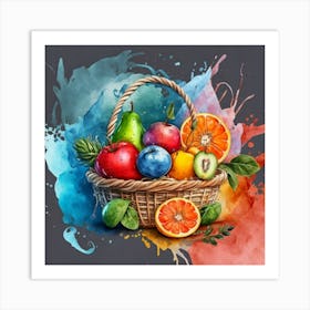 A basket full of fresh and delicious fruits and vegetables Art Print