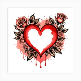 Heart With Roses Art Print