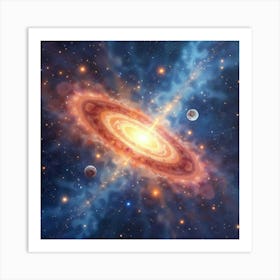 Elegant Watercolor Of A Cosmic Light Show 1 Art Print