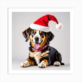 Santa Dog Art Print