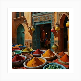 Morocco Spice Market Art Print