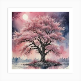 Tre In Pink Water Colour Art Print