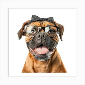 Boxer Dog With Glasses 3 Art Print