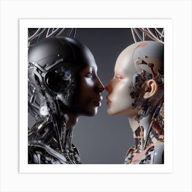 Two Robots Kissing Art Print