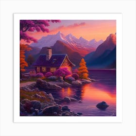 Sunset By The Lake Art Print