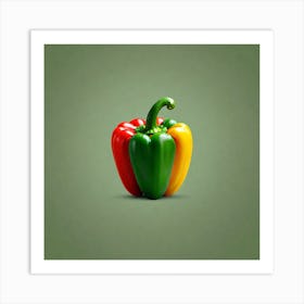 Pepper On A Green Background Art Print