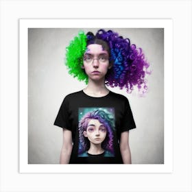 Girl With Purple Hair Art Print