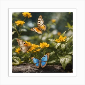 Butterflies On A Flower Art Print