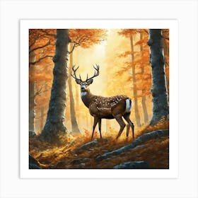 Deer In The Forest 153 Art Print