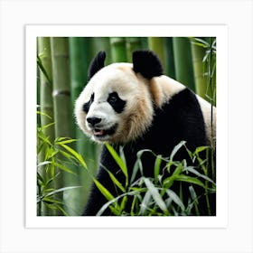 Panda Bear In Bamboo Forest Art Print