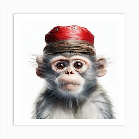 Monkey In Red Hat 1 Art Print