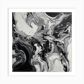 Black And White Marble Painting Art Print