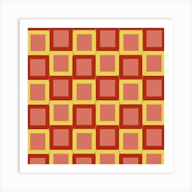 Squares In Red And Yellow Art Print