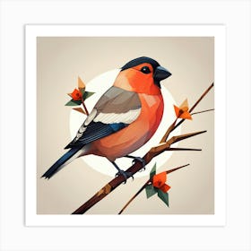 Cubism Art, Bullfinch bird 1 Art Print