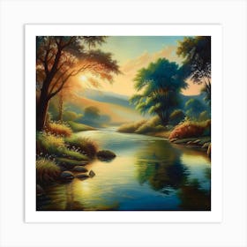 Sunset By The River 1 Art Print