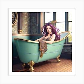 Mermaid In A Bathtub Art Print