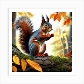 Squirrel In Autumn 9 Art Print