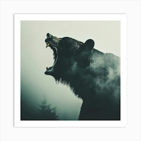 Black Bear Roaring Art Print