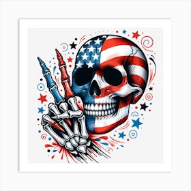 American Flag Skull 6 Art Print