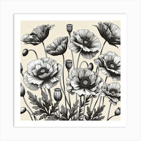 Poppy flowers Art Print