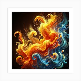 Dancing Fire Flames Wall Art: A Dynamic and Vibrant Abstract Representation of Energy and Heat for Bold Home Decor Print Art Art Print