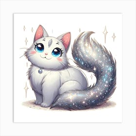 White Cat With Blue Eyes 1 Art Print