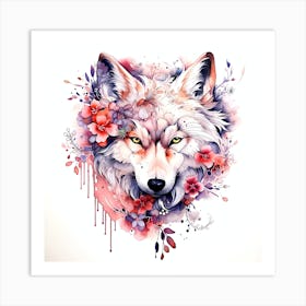 Wolf Watercolor Painting Art Print