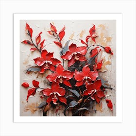 Pattern with Red Orchid flowers Art Print