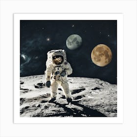 Astronaut On The Moon Art Print