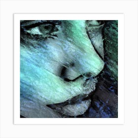 Green Blue Face Art Print