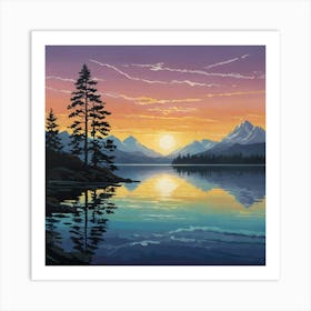 Sunset On The Lake Art Print