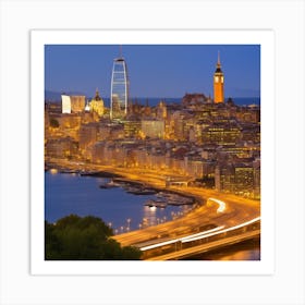 Sweden City At Night Art Print