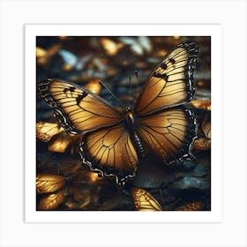 Golden Butterflies 26 Art Print