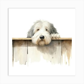 Dog Looking Over Fence 1 Art Print