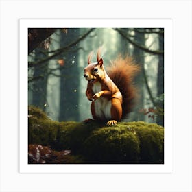 Red Squirrel In The Forest 30 Art Print