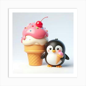 Ice Cream Penguin 2 Art Print