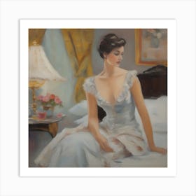 Lady In White Boudoir Scene Art Print