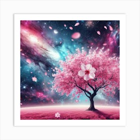 Cherry Blossom Tree In Space Art Print